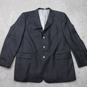 Jos A. Bank Blazer Mens 46L Black Wool/Silk/Ramie Blend 3 Button Single Vent